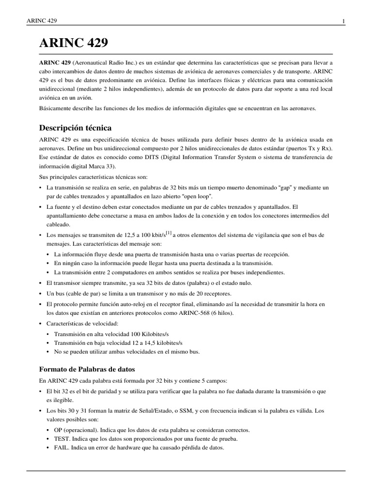 Tutorial sobre ARINC 429 en Aviónica | PDF | Redes de computadoras ...