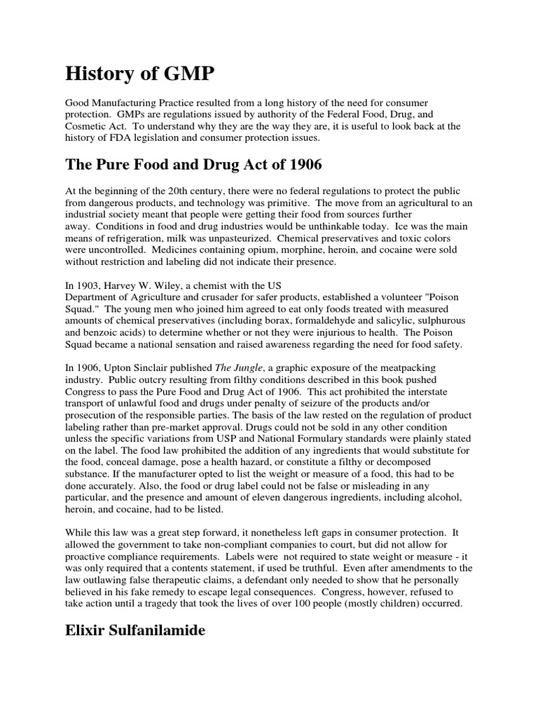 The History of GMP Regulations: From Early Tragedies Spurring Consumer ...