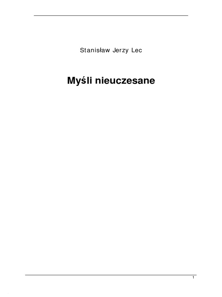 Stanisław Jerzy Lec Myśli Nieuczesane Cytaty