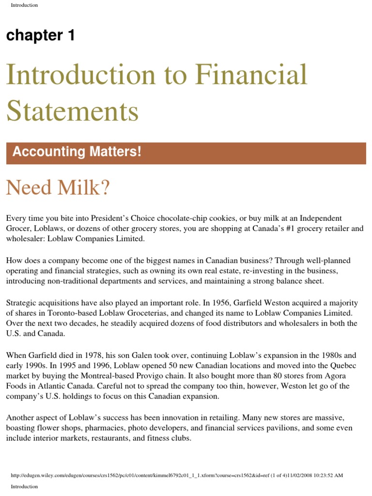 1 Introduction To Financial Statements Pdf Expense Equity Finance