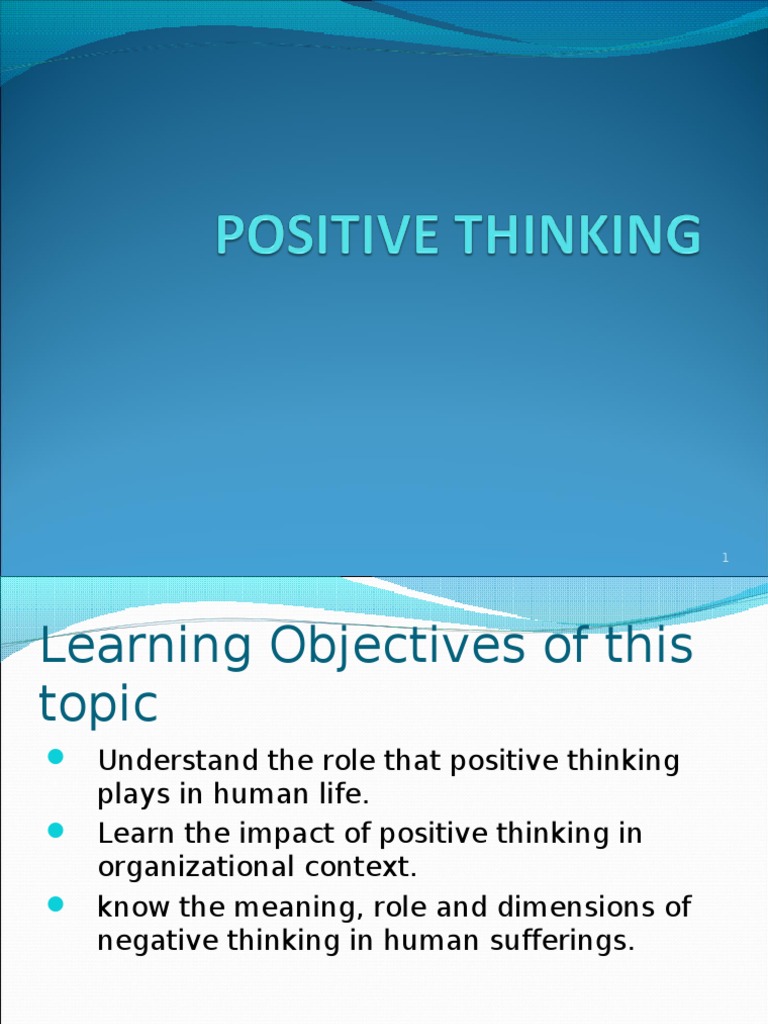The Power of Positive Thinking | PDF | Optimism | Thought