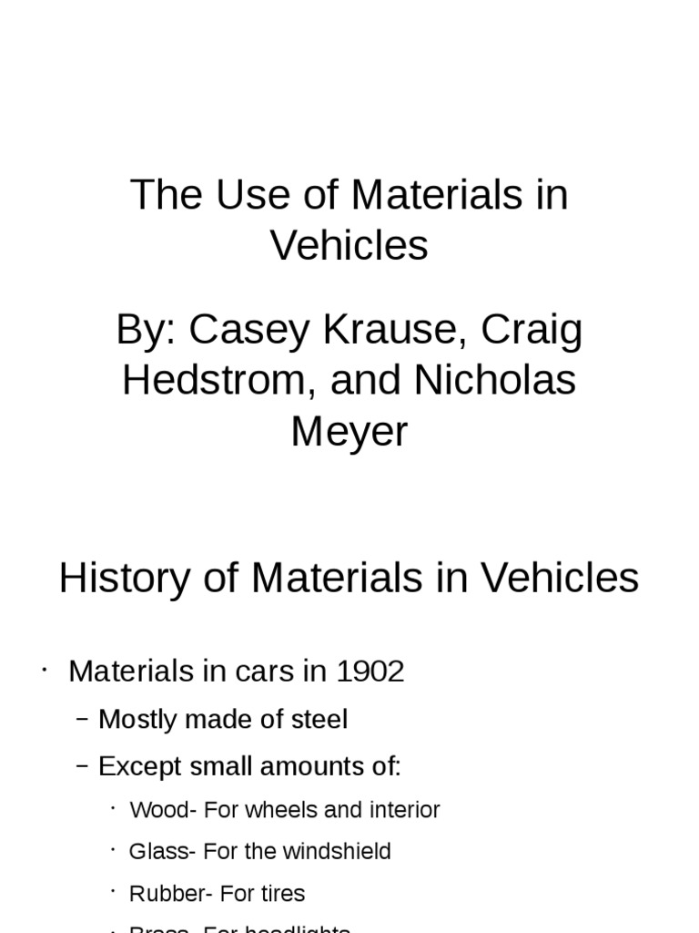 Evolution of Vehicle Materials and Impact | PDF