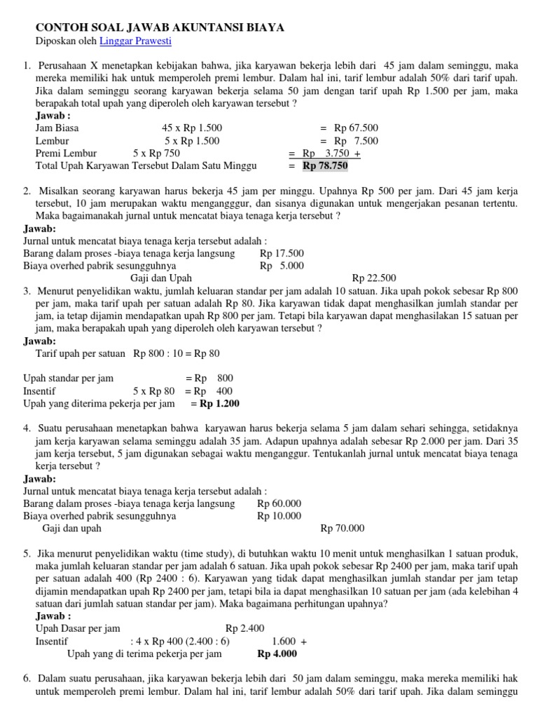 21 Contoh Soal Akuntansi Biaya Penentuan Biaya Proses - Berbagi