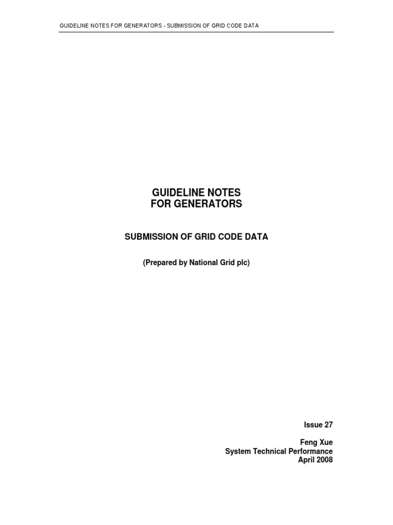 Grid Code Data Submission Guidelines | PDF | Transformer | Electric ...