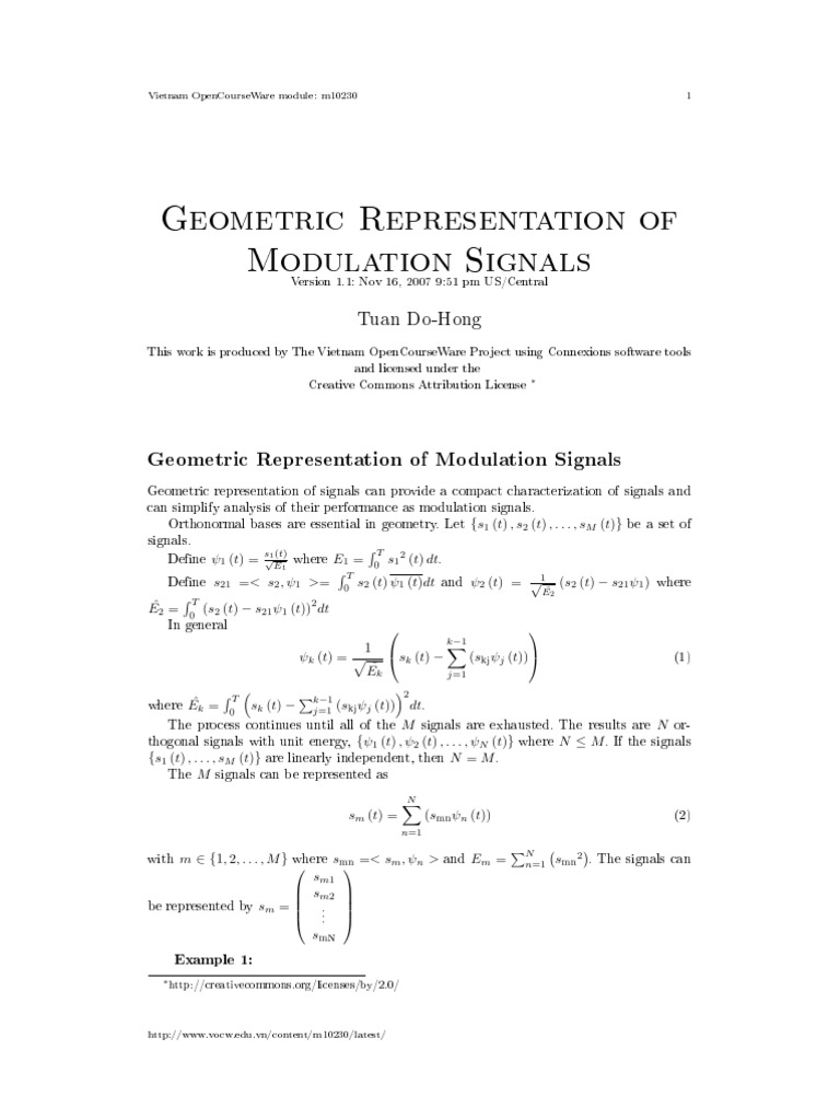 Geometric Representation of Modulation Signal | PDF | Mathematical ...