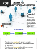 Models For Management Information System: Presented To