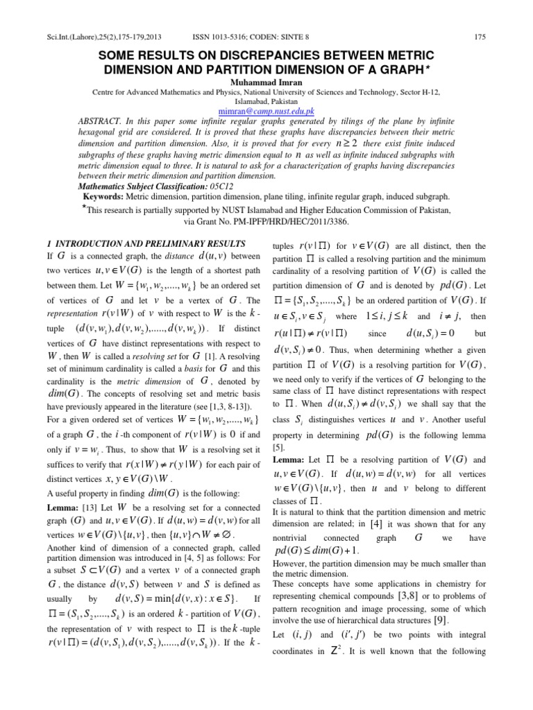 Graph Dimension Discrepancies | PDF | Vertex (Graph Theory) | Graph Theory