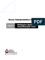 Score Interpretation Guide: Philippine Aptitude Classification Test