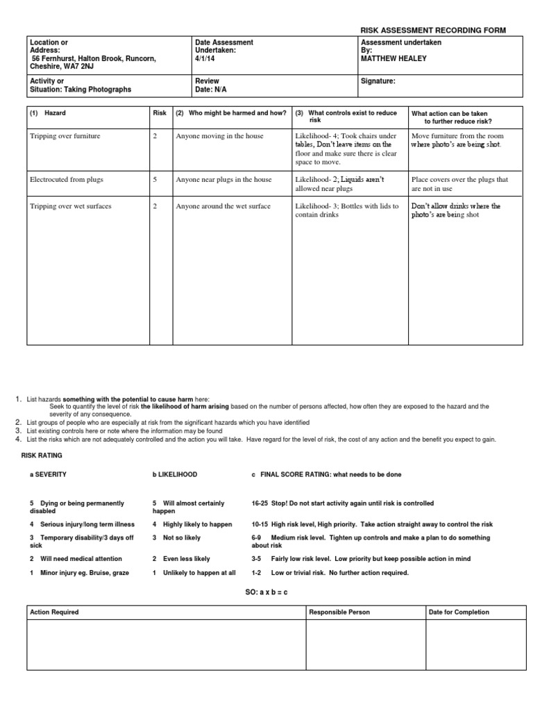 Risk Assessment HOUSE | PDF