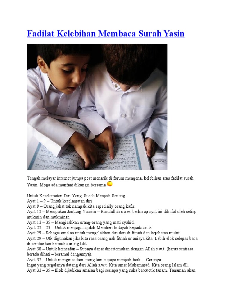 Fadilat Kelebihan Membaca Surah Yasin Pdf