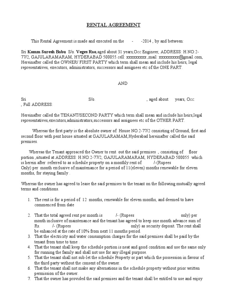 Uk Sample Tenancy Agreement | Download Free PDF | Lease | Leasehold Estate