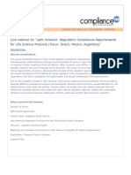 Hear by FDA Expert On Latin America Regulatory Compliance Requirements For Life Science Products Focus Brazil, Mexico, Argentina