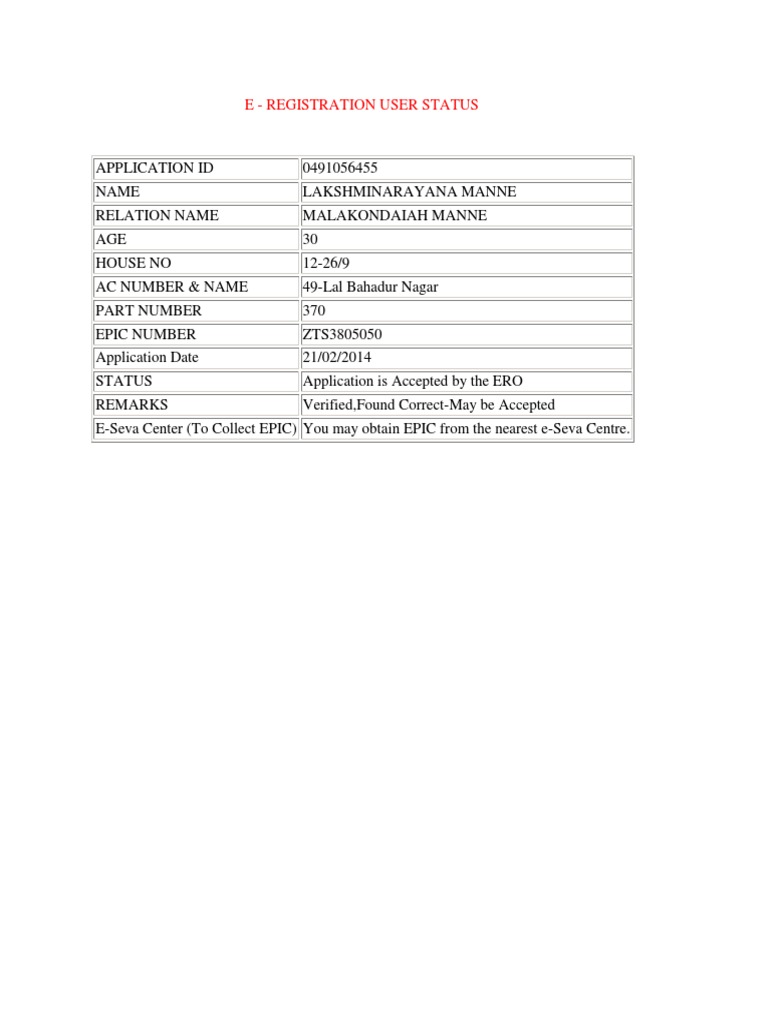E - Registration User Status | PDF