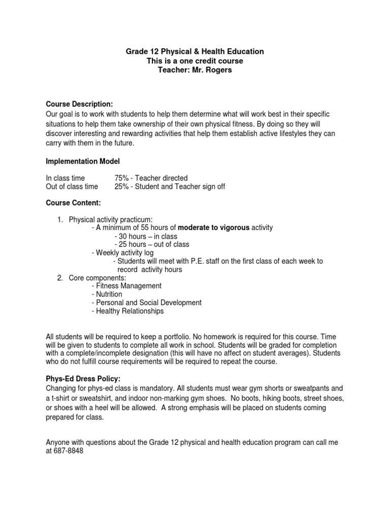 Grade 12 Physical & Health Education Course | PDF | Career & Growth