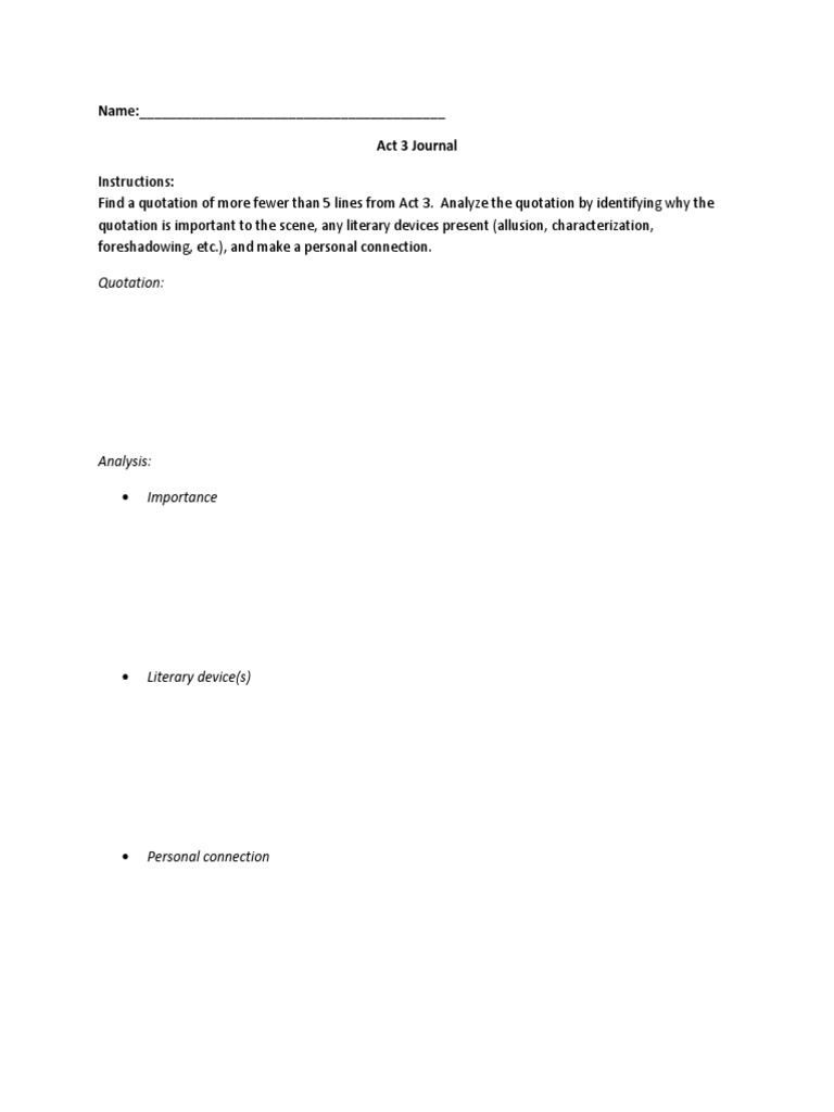 Act 3 Journal | PDF | Philosophy | General Fiction