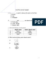 Absorbtion SECTION A: Circle The Correct Answer.: Absorb Water Cannot Absorb Water