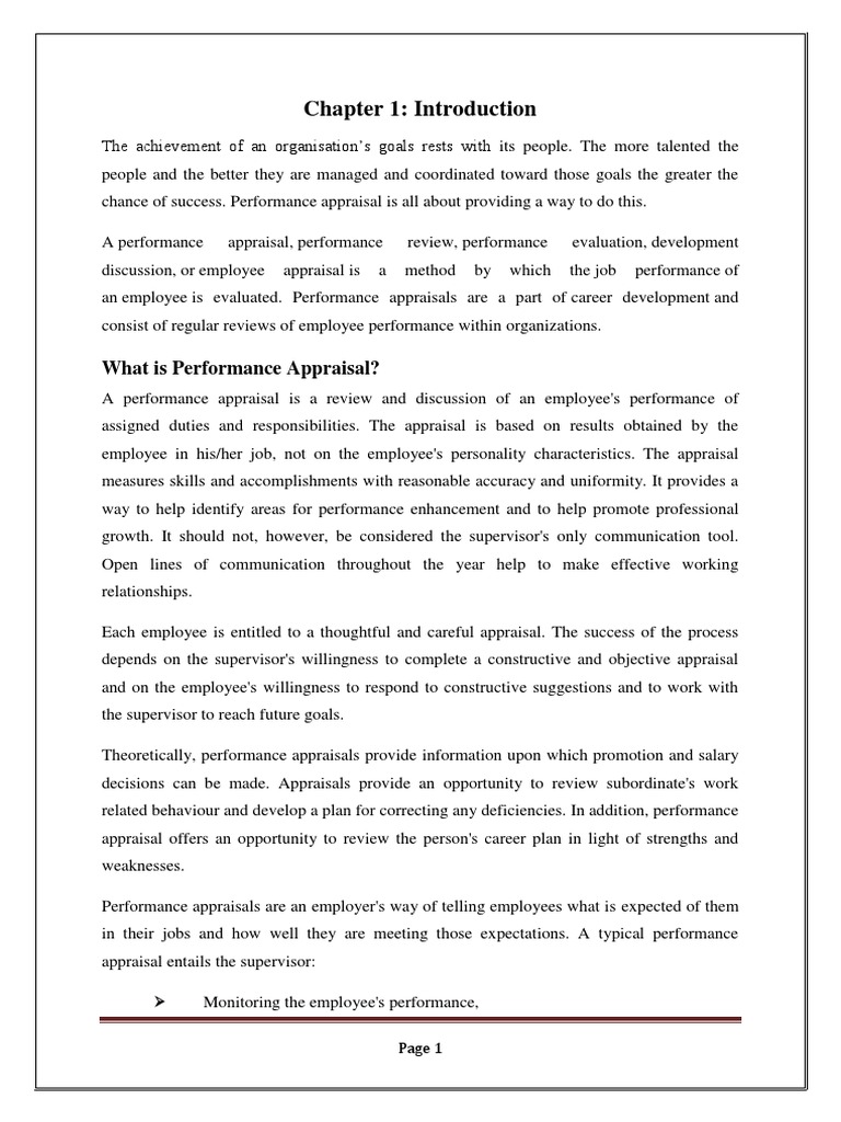 Chapter 1: Introduction: What Is Performance Appraisal? | PDF ...