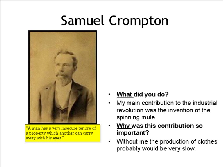 Samuel Crompton PDF Textile Industry Industries