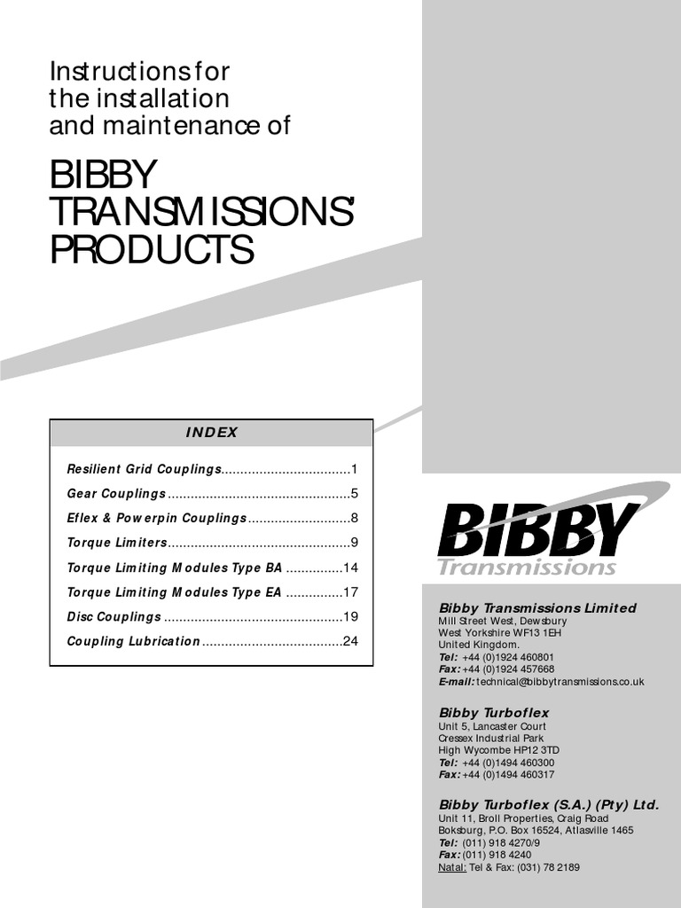 Bibby Couplings PDF Gear Mechanical Engineering