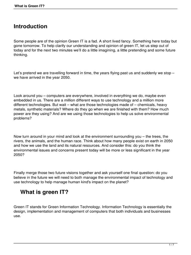 What Is Green It PDF Electronic Waste Efficient Energy Use