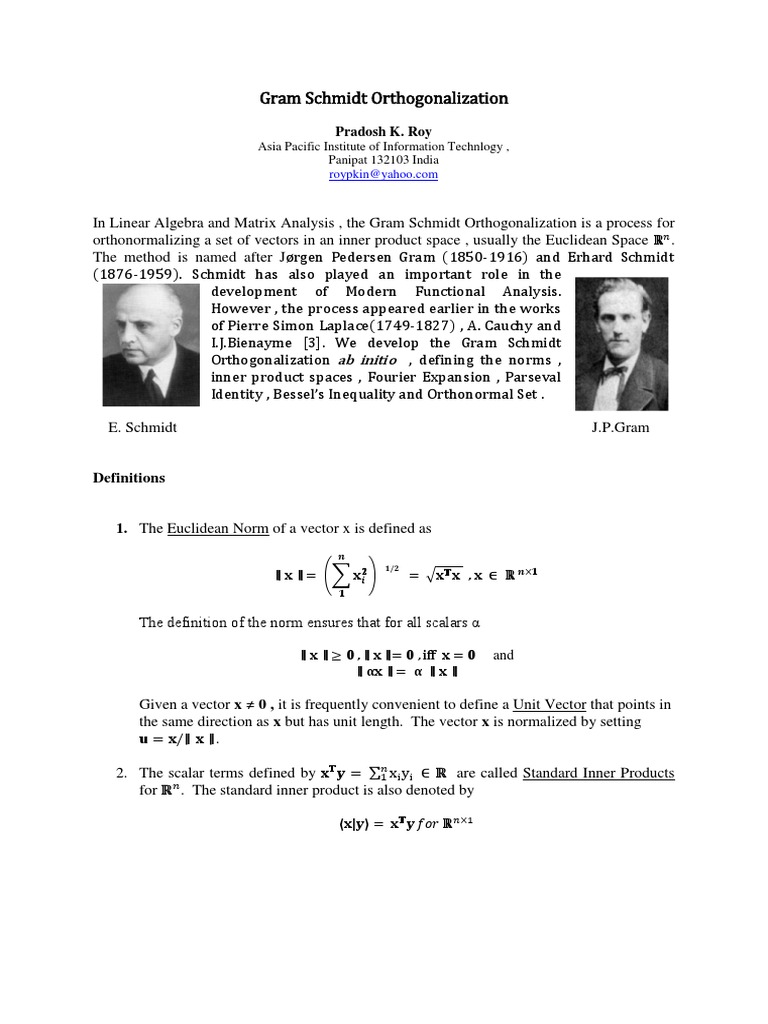 Gram Schmidt Orthogonalization Process | PDF | Basis (Linear Algebra ...