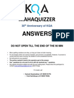 Mahaquizzer 2013 30th Anniversary Special Answers