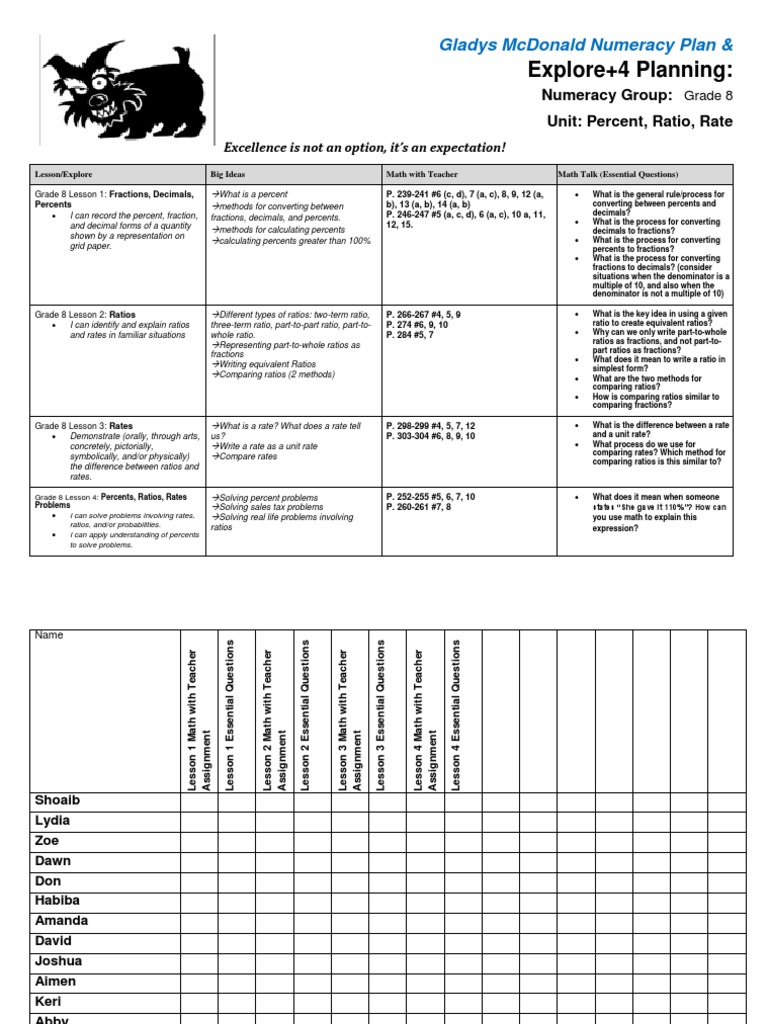 Grade 8 Unit 5 Student Page Fraction Mathematics Ratio