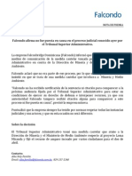 001 - Nota de Prensa Falcondo Decisión TSA