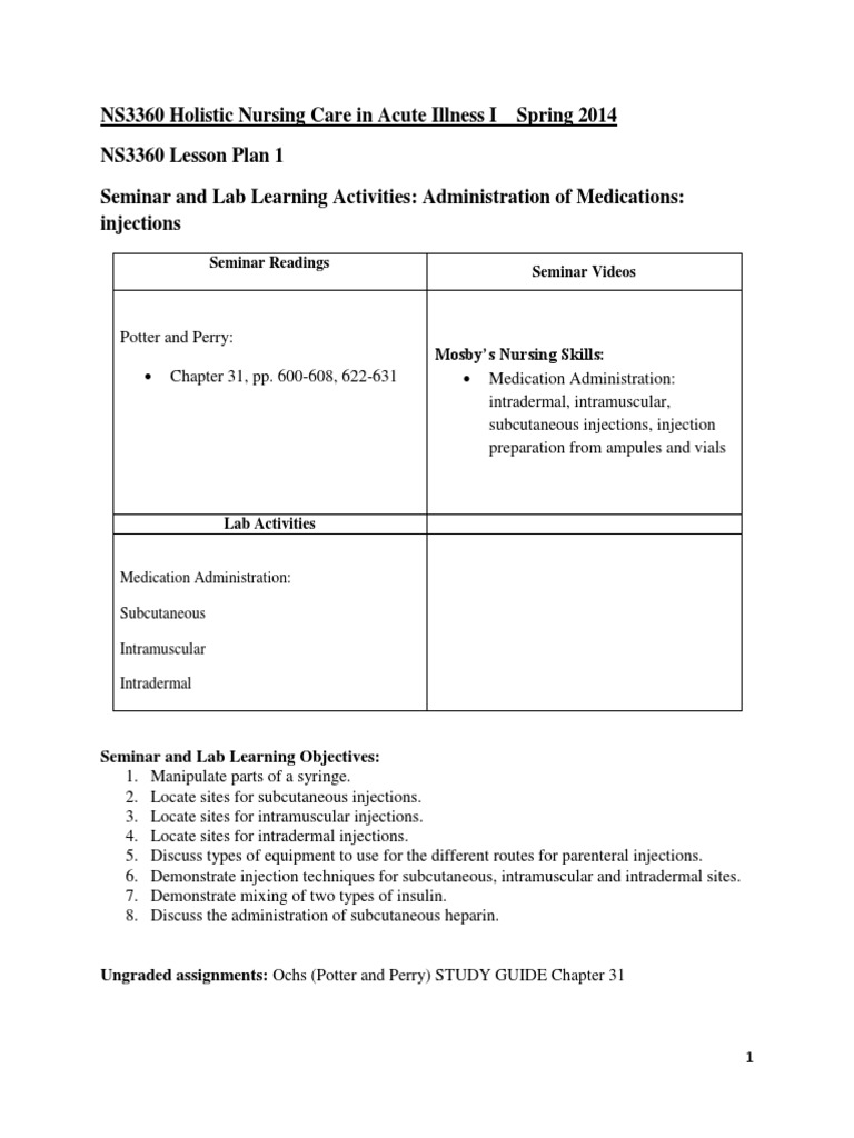 Nursing Skills for Medication Administration | PDF | Intravenous ...