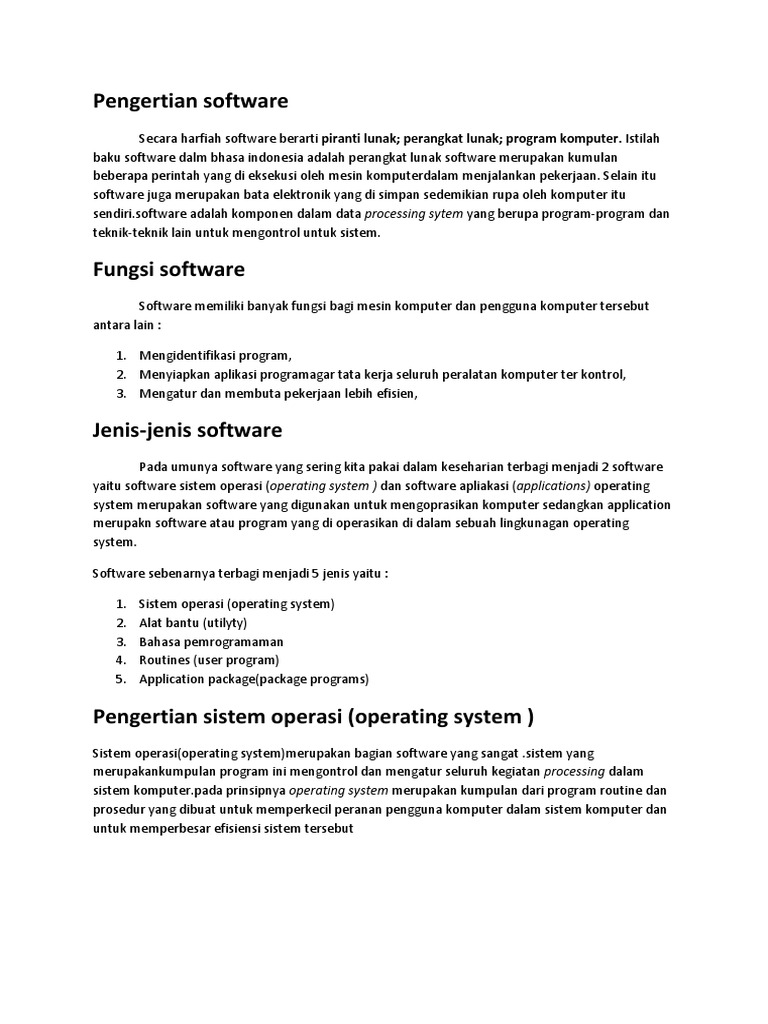 Pengertian dan Jenis Software | PDF