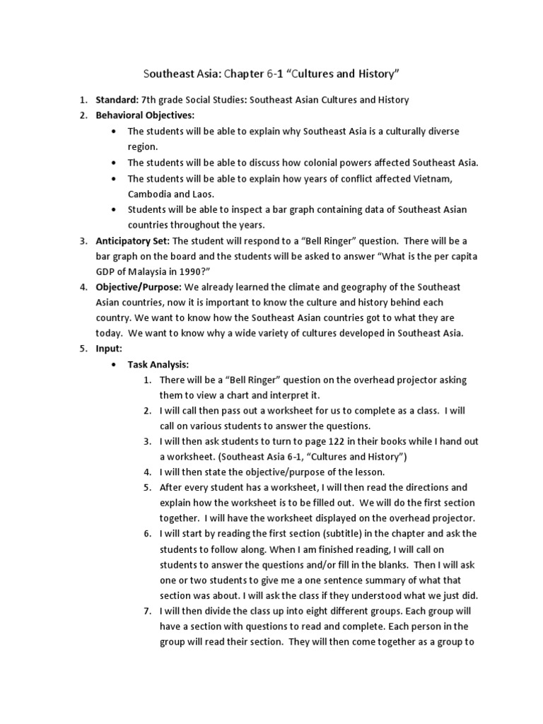 Southeast Asia Cultures & History Worksheet | PDF | Southeast Asia | Asia