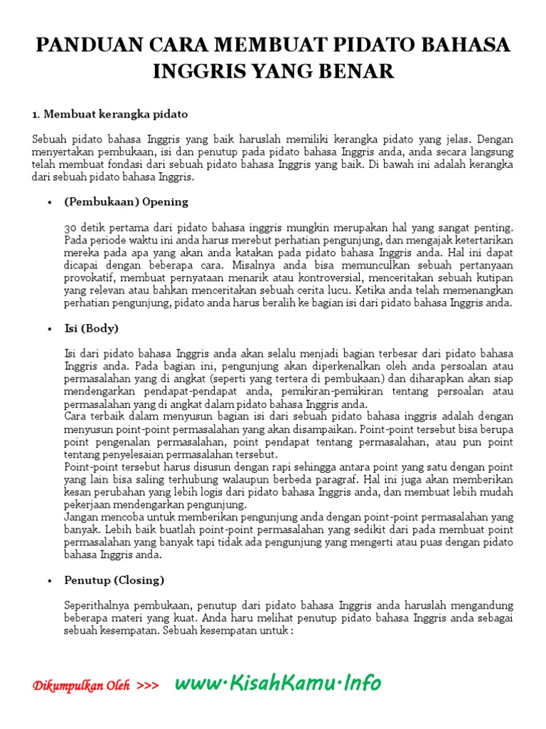 Panduan Cara Membuat Pidato Bahasa Inggris Yang Benar Www Kisahkamu Info