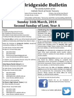 Bridgeside Bulletin: Sunday 16th March, 2014 Second Sunday of Lent, Year A