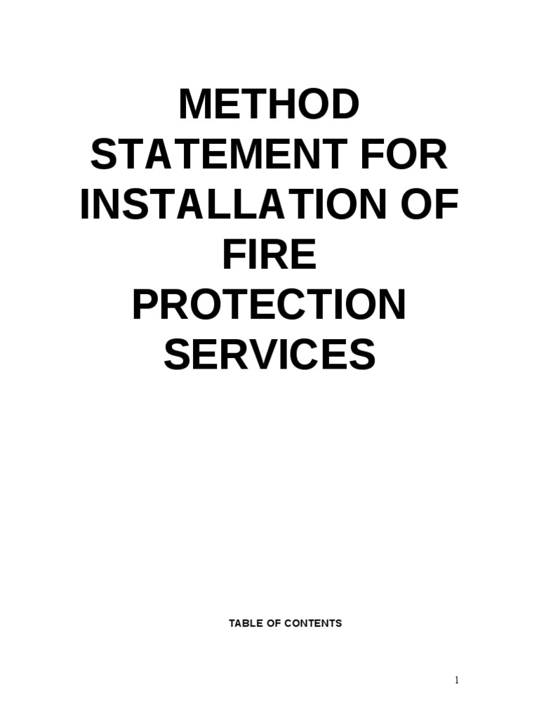 Method Statement Fire Protection Installation Pipe (Fluid Conveyance