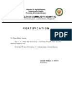 Certification: Pinamalayan Community Hospital