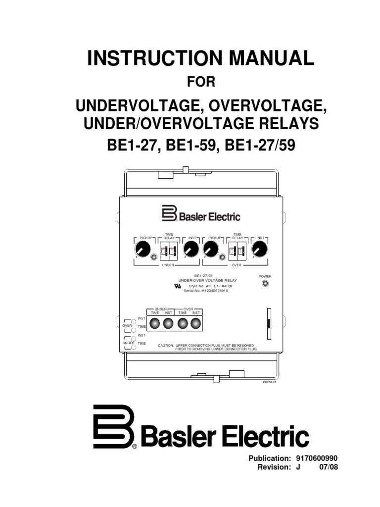 BE1 27, BE159, BE12759 Undervoltage, Overvoltage,Underovervoltage Relays Relay