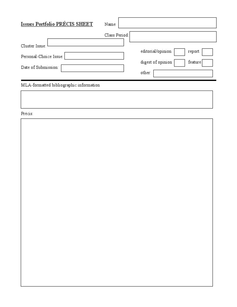 Precis Sheet | PDF