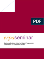 Seminar: Business Models Related To Digital Preservation