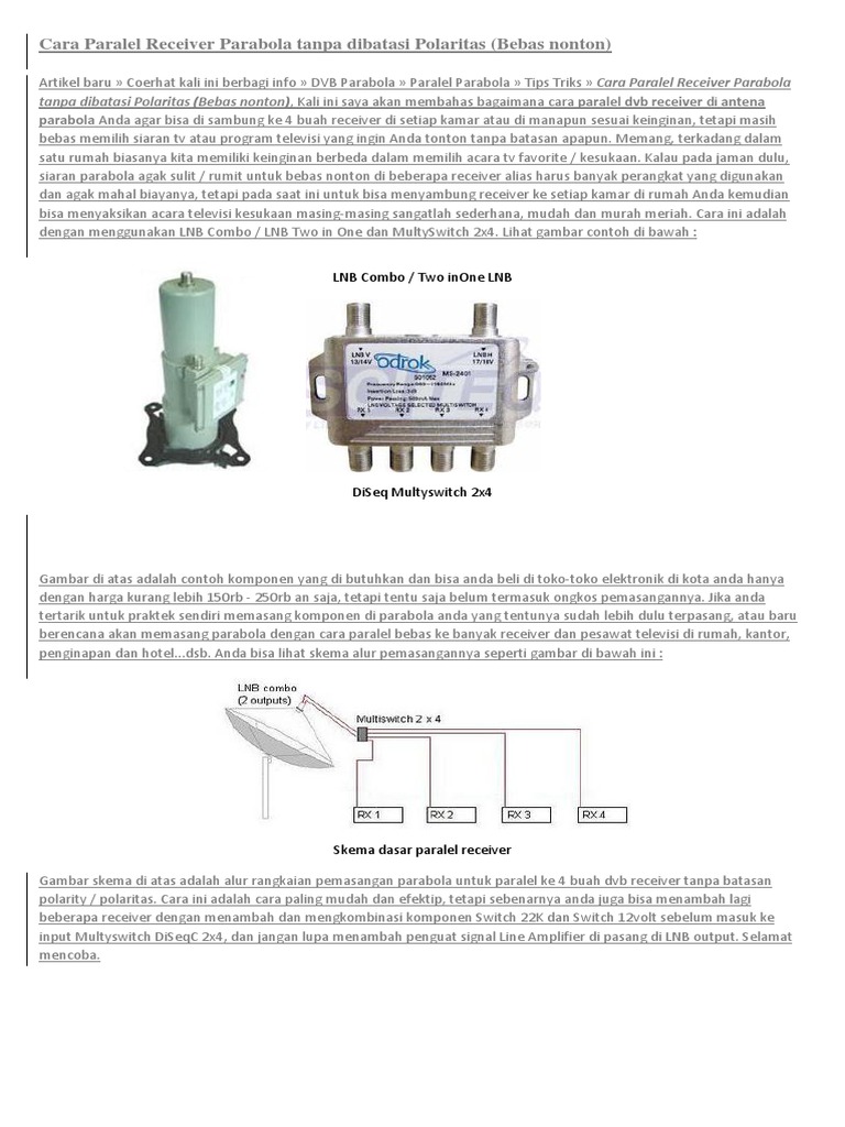 Cara Paralel Receiver Parabola Tanpa Dibatasi Polaritas