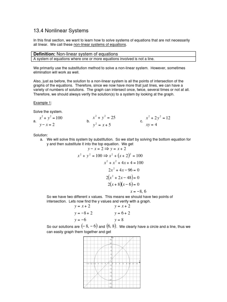 Solving Nonlinear Systems of Equations | PDF | Logarithm | Nonlinear System