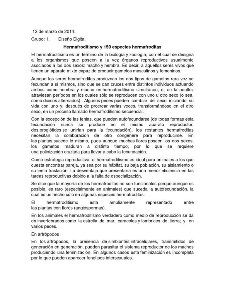 Especies Hemafroditas | PDF | Sexo | Intersexual, image size:768x1024