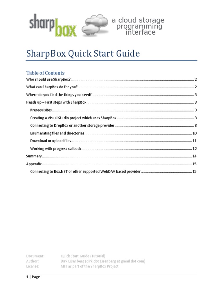 SharpBox Quick Start Guide | PDF | Application Programming Interface ...