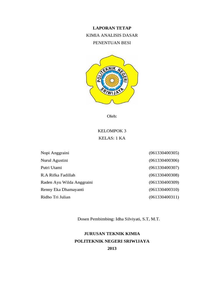 Laporan Tetap Penentuan Fe