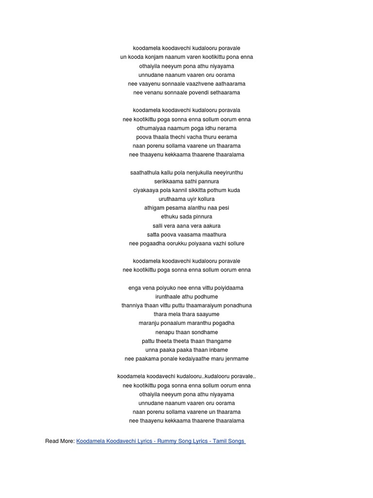 Koodamela Koodavechi Kudalooru Poravale scribd