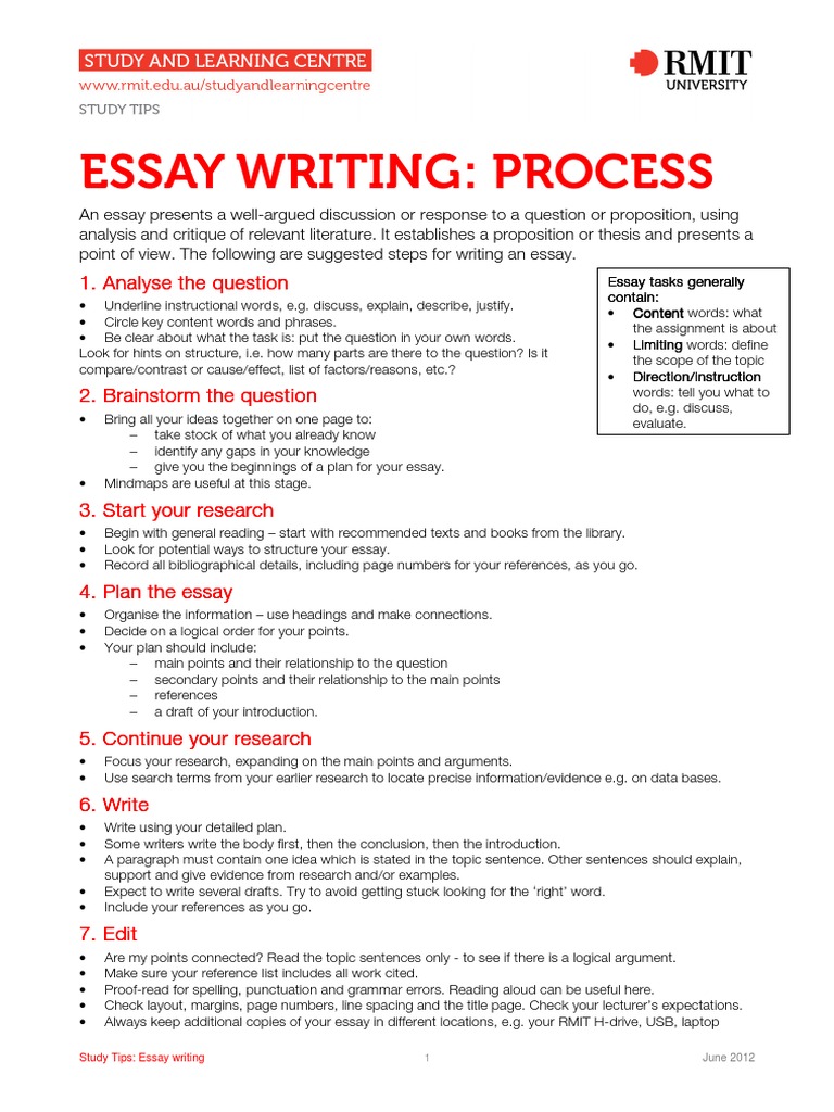 Essay Writing Process Rmit | PDF | Essays | Question