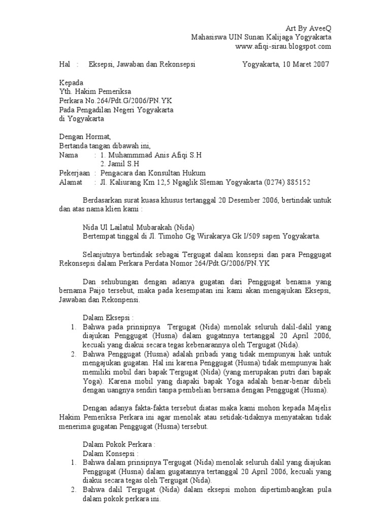 Contoh Eksepsi Pdf