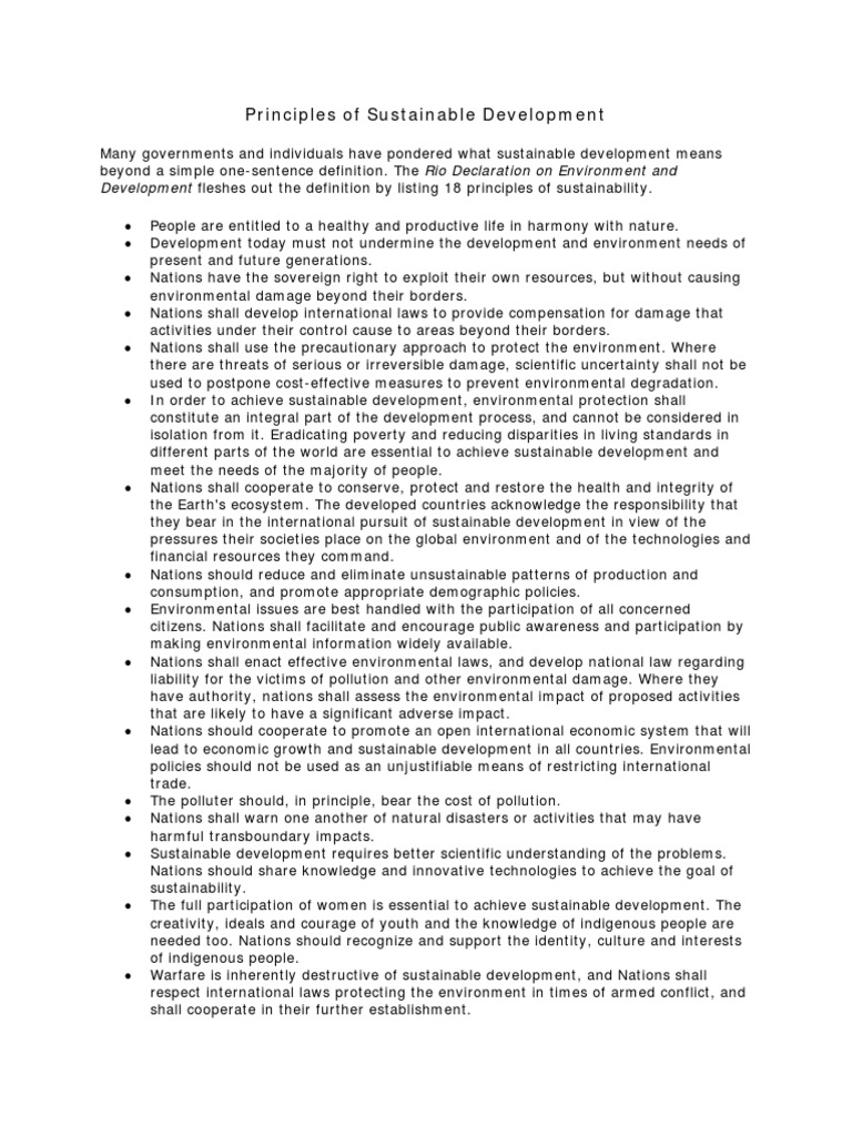 Principles of Sustainable Development | PDF