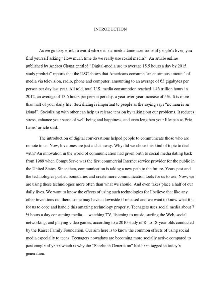 Effects of Social Media on Teenagers | PDF | Facebook | You Tube