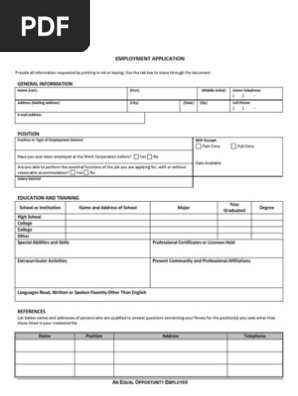 blank job application