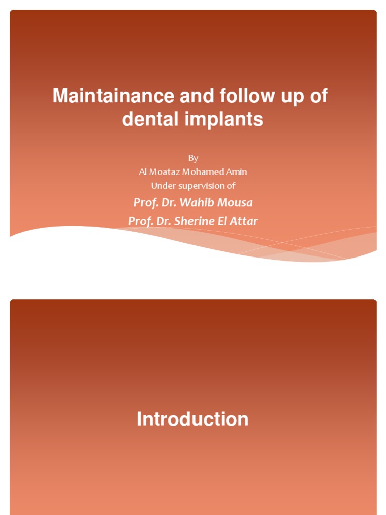 Maintenance and Follow Up of Dental Implants PDF Dental Implant